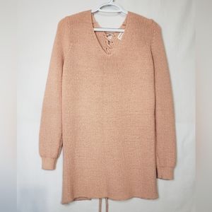 Emory Park Sweater Blush Pink Drawstring Back Pullover Women's Size M